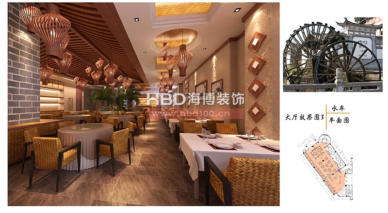 嶺南風(fēng)格會所裝修 大廳效果圖